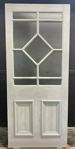 Large Victorian Front Door Antique Period Glazing Reclaimed Old Pine Wood Used
