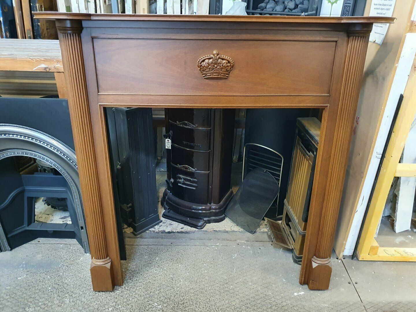 Original Edwardian Fireplace Wood Mantel