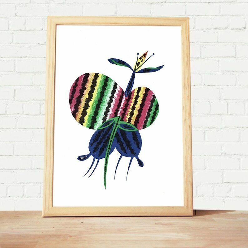 Original Lithograph Jean Lurçat "Monegasque Butterfly"