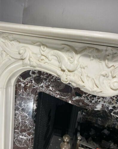 Rarest Louis XV Marble Antique Fire Surround Fireplace Reclaimed Hearth Royal photo for sale