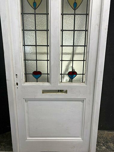 Large Victorian Stained Glass Front Door  Frame Antique Period Reclaimed Old photo Home Fixtures