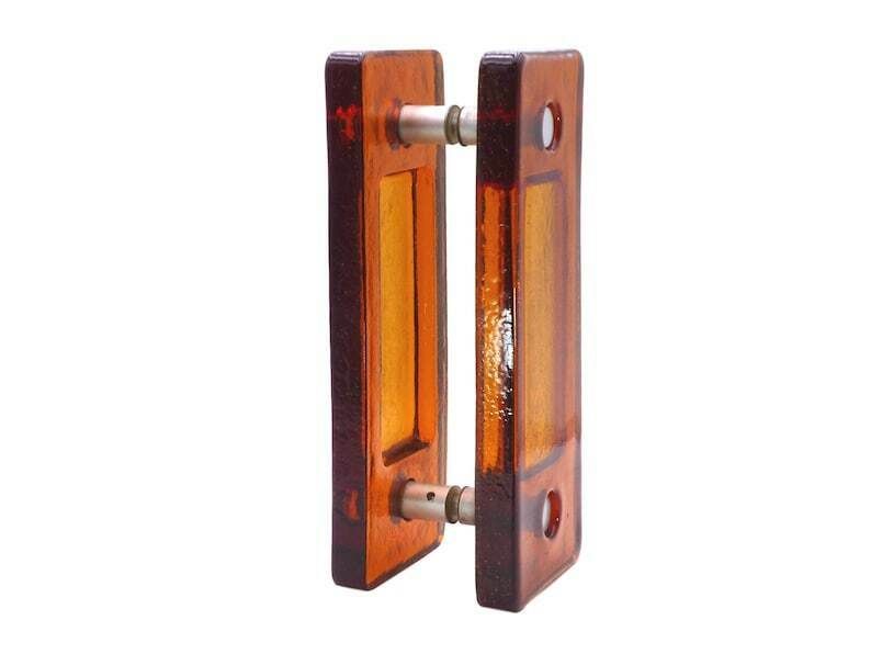 Pair Of Double Orange Store Glass Handles 1970 photo 600.0