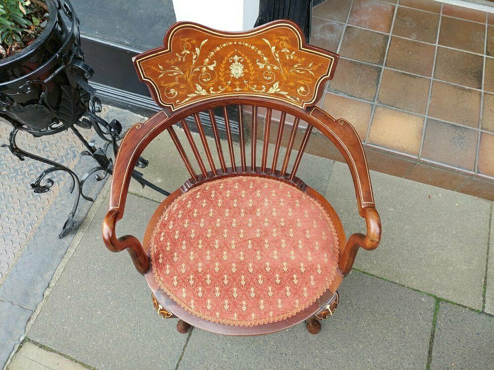 Matched Pair Of Edwardian Inlaid Occasional Chairs photo for sale