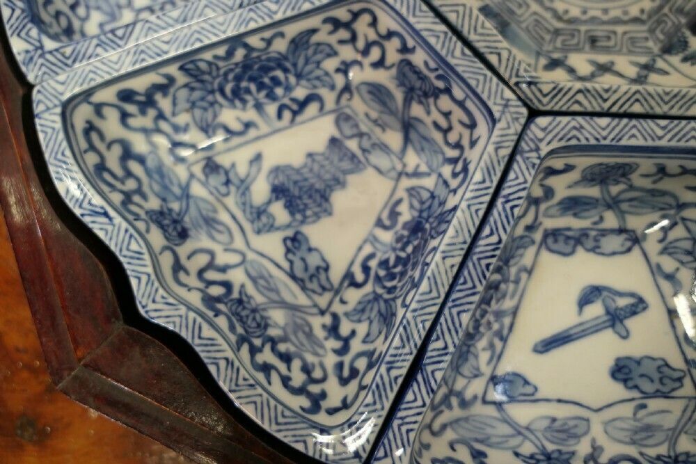 Mid Century Oriental Hors D'oeuvres Dish Set In Presentation Lazy Susan photo Home Decor
