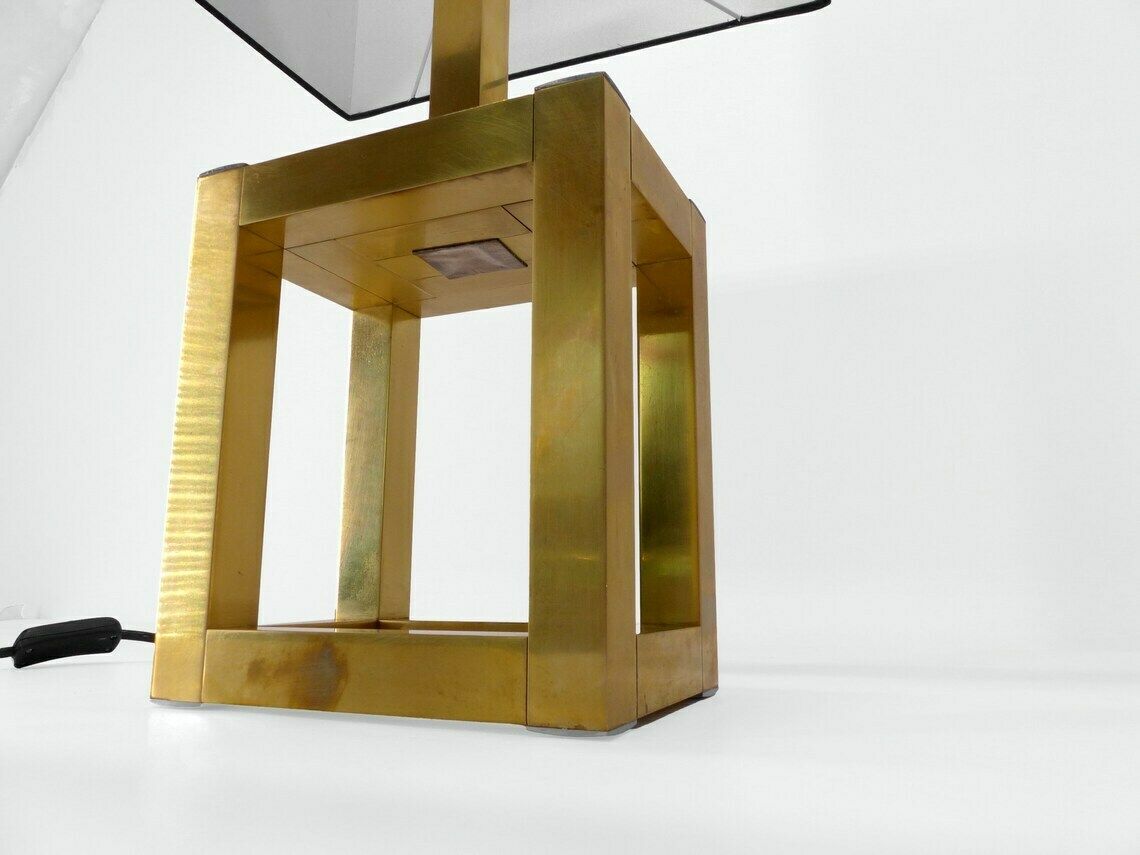 Vintage Brass Cubic Lamp In The Style Of Willy Rizzo 1980 photo Lighting