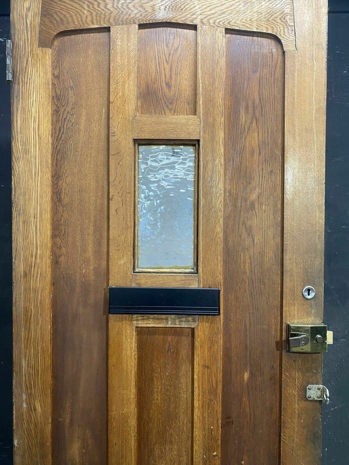 Home Fixtures Solid Oak Front Door Arts Crafts Old Period Antique Glass Reclaimed Wood Iron photo