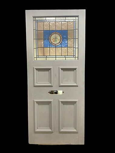 Large Victorian Stained Glass Front Door Old Reclaimed Antique Glass Period Lead
