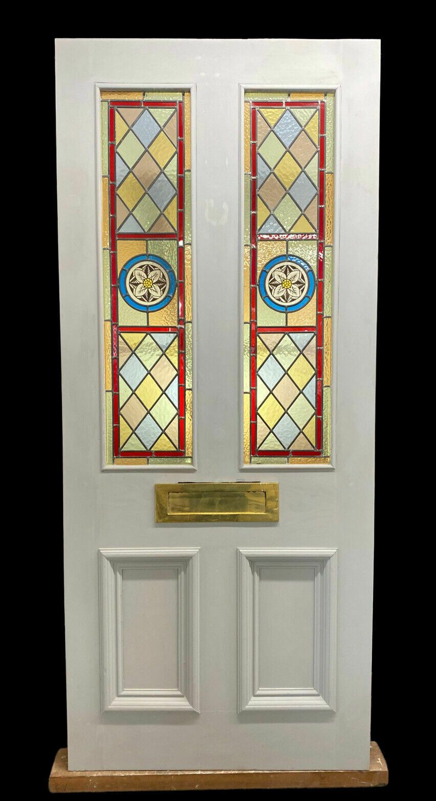 Large Victorian Stained Glass Front Door Old Reclaimed Antique Glass Period Lead