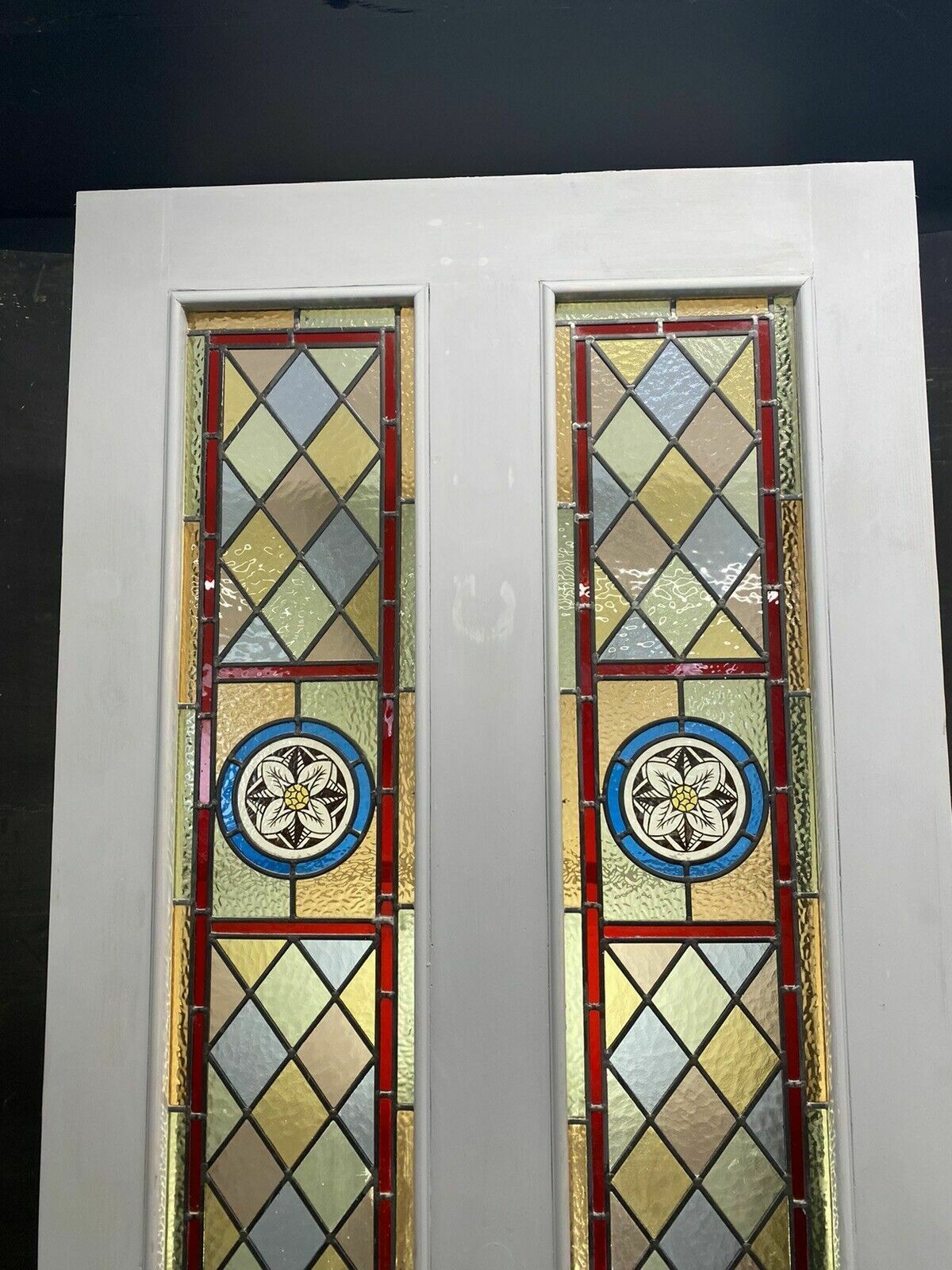 Large Victorian Stained Glass Front Door Old Reclaimed Antique Glass Period Lead photo furniture