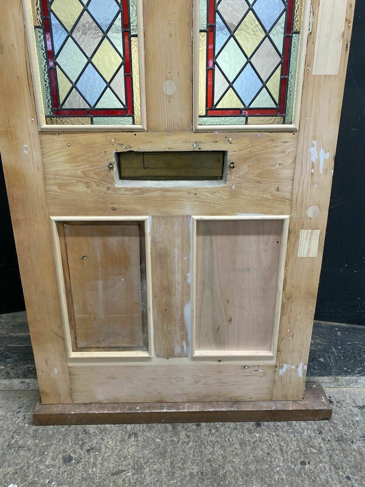 Home Fixtures Large Victorian Stained Glass Front Door Old Reclaimed Antique Glass Period Lead photo