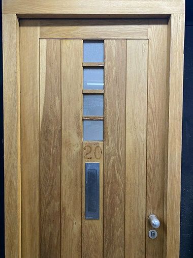 Brute Heavy Solid Oak Front Door Frame Reclaimed Bespoke Hardwood Glazed Keys photo for sale