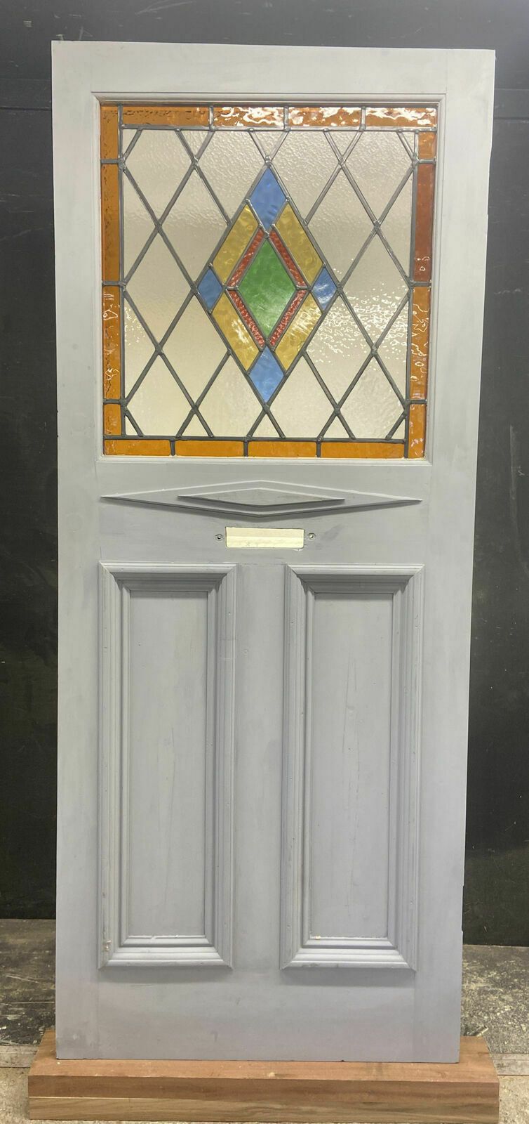 Art Deco Stained Glass Front Door Period Old Reclaimed Antique Pine Wood Leaded