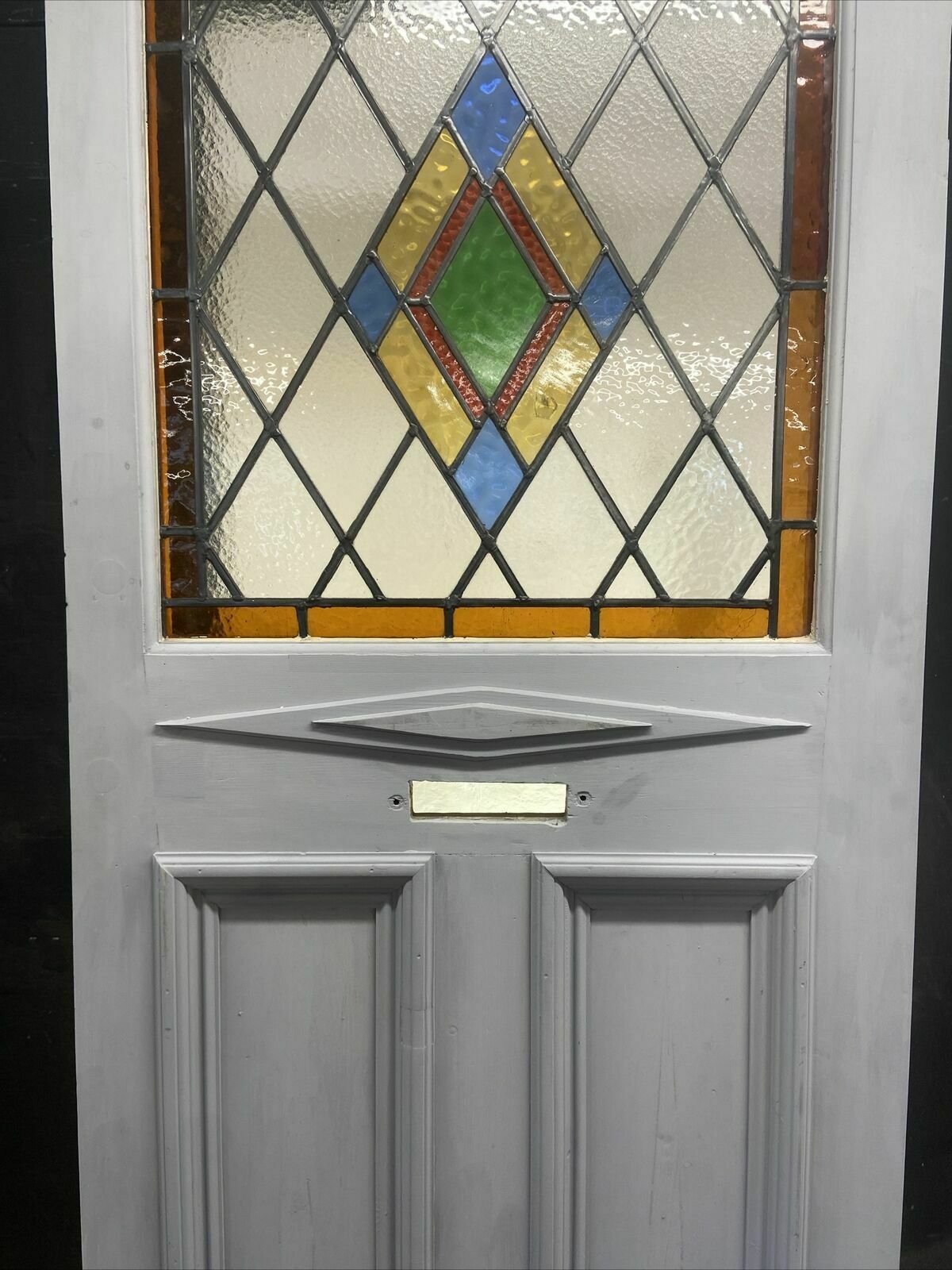 Art Deco Stained Glass Front Door Period Old Reclaimed Antique Pine Wood Leaded photo for sale