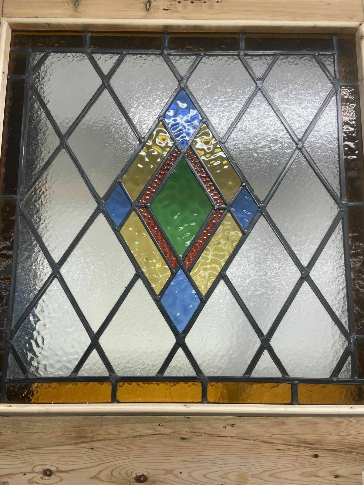 1475.0 Art Deco Stained Glass Front Door Period Old Reclaimed Antique Pine Wood Leaded photo