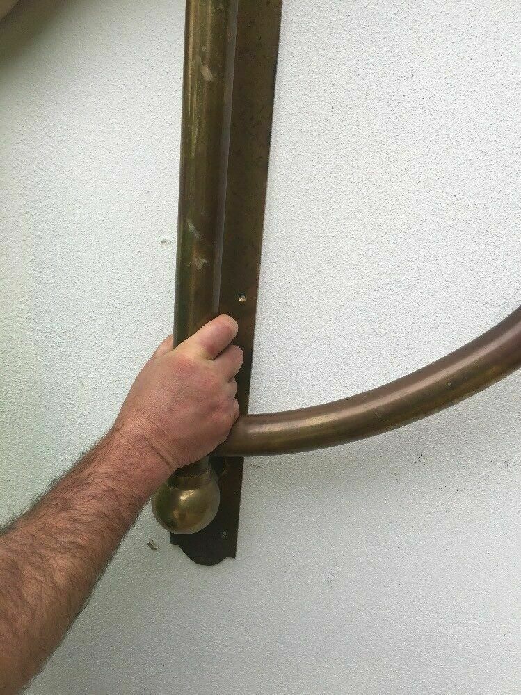 Xl Solid Brass Art Nouveau Victorian Door Handle Pull Push Manor Vestibule Old photo for sale