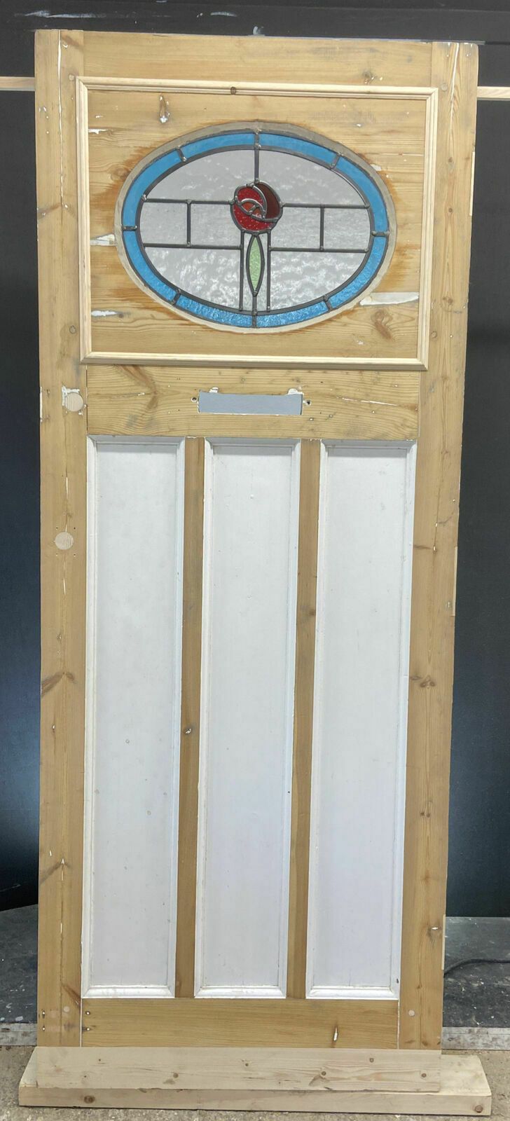 Art Deco Stained Glass Front Door Period Old Reclaimed Antique Pine Wood Leaded photo buy
