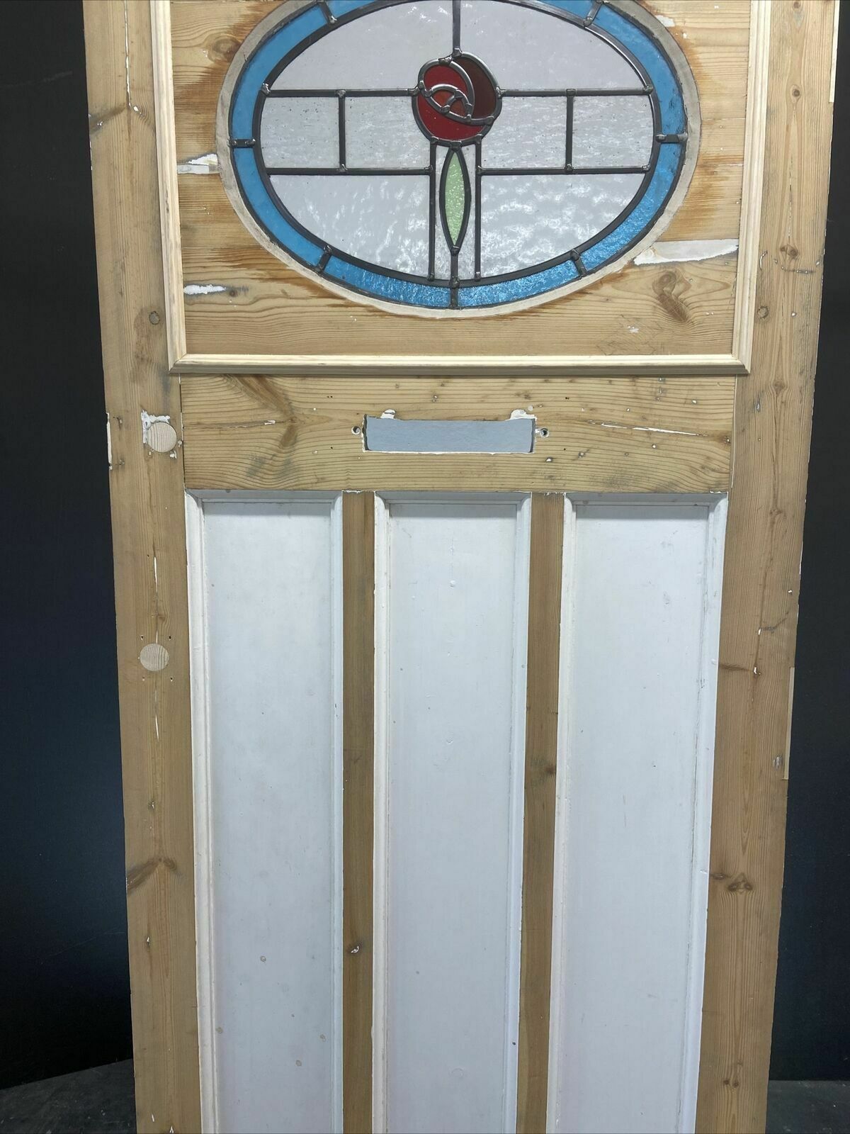 photo furniture Art Deco Stained Glass Front Door Period Old Reclaimed Antique Pine Wood Leaded