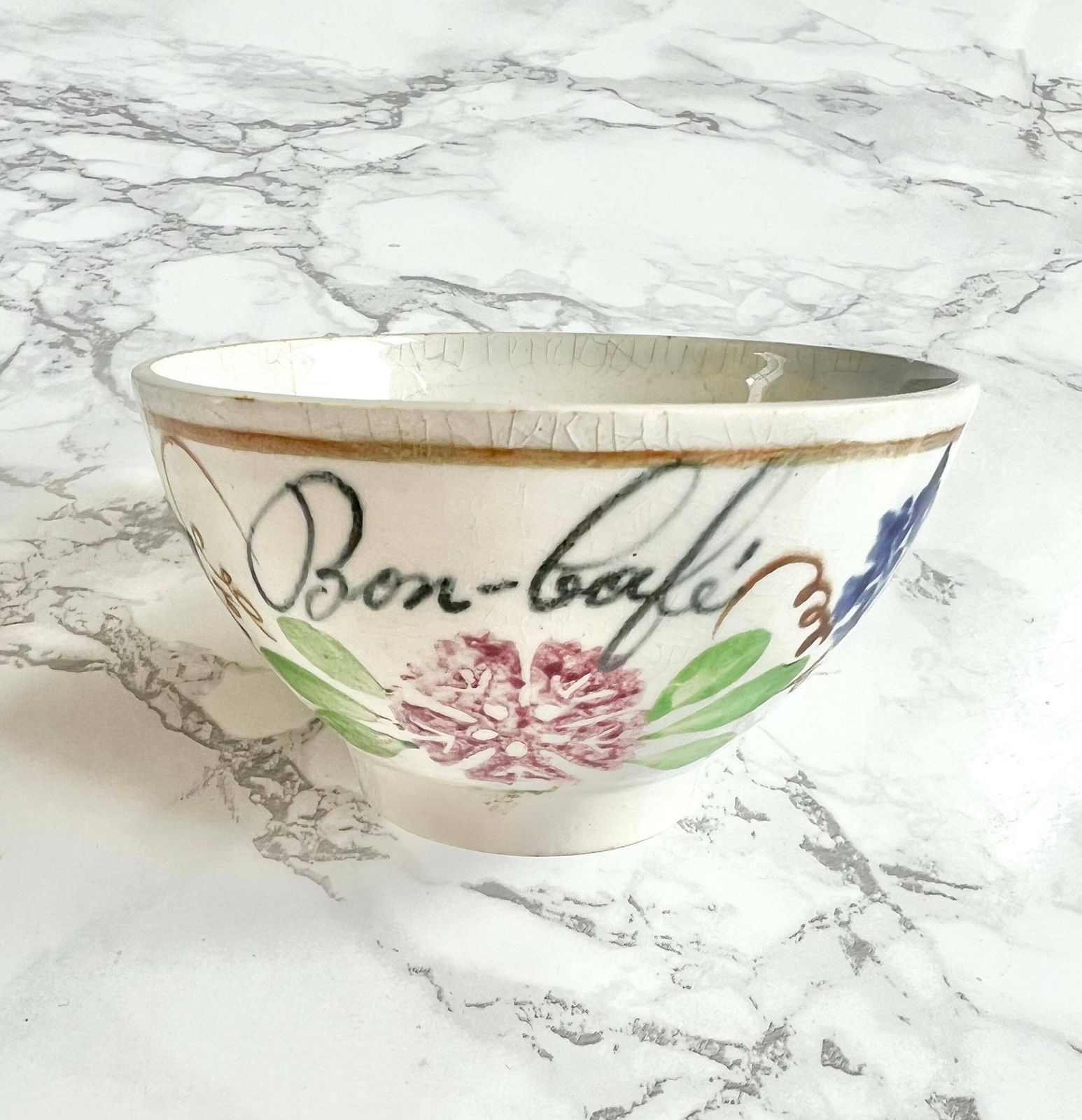 Rare Set Of 3 Antique French Hand Painted Earthenware Coffee Cups photo furniture