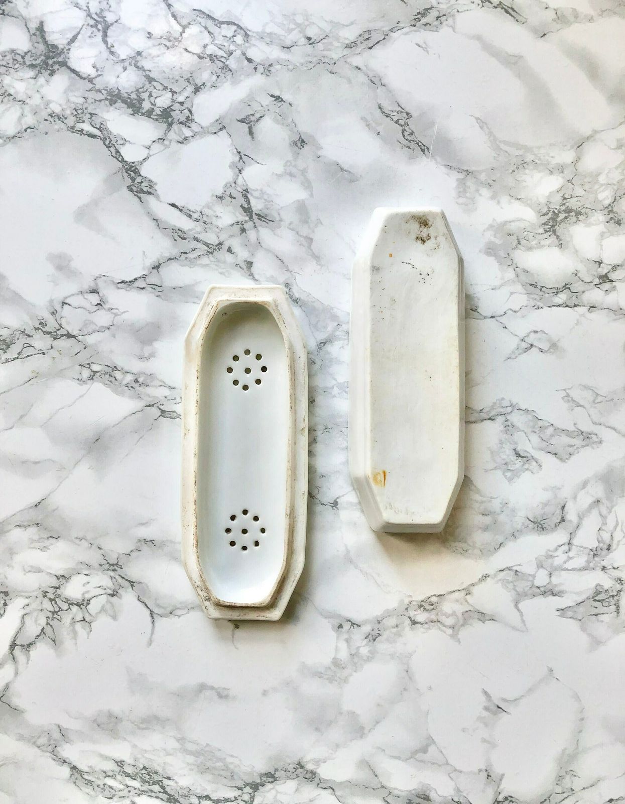 Very Nice Old French Comb Or Toothbrush Holder In White Ironstone photo Home Decor