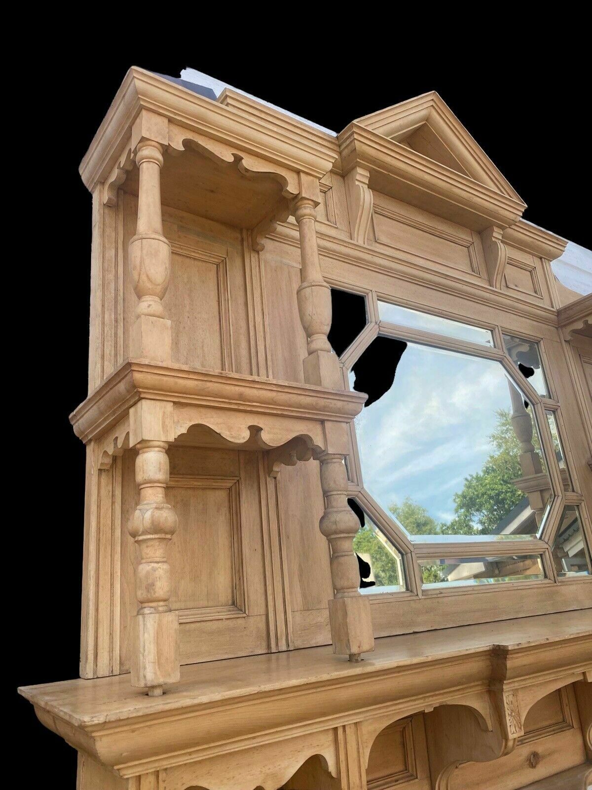 V Large Victorian Pine Antique Fire Surround Overmantel Fireplace Reclaimed Wood photo vinterior