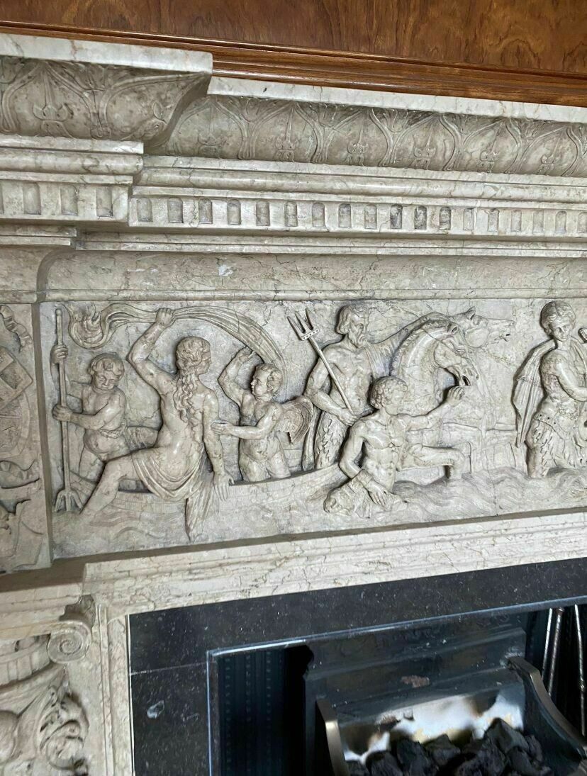 Carved Marble Antique Fire Surround Overmantel Fireplace Reclaimed Royal Prov photo Home Fixtures