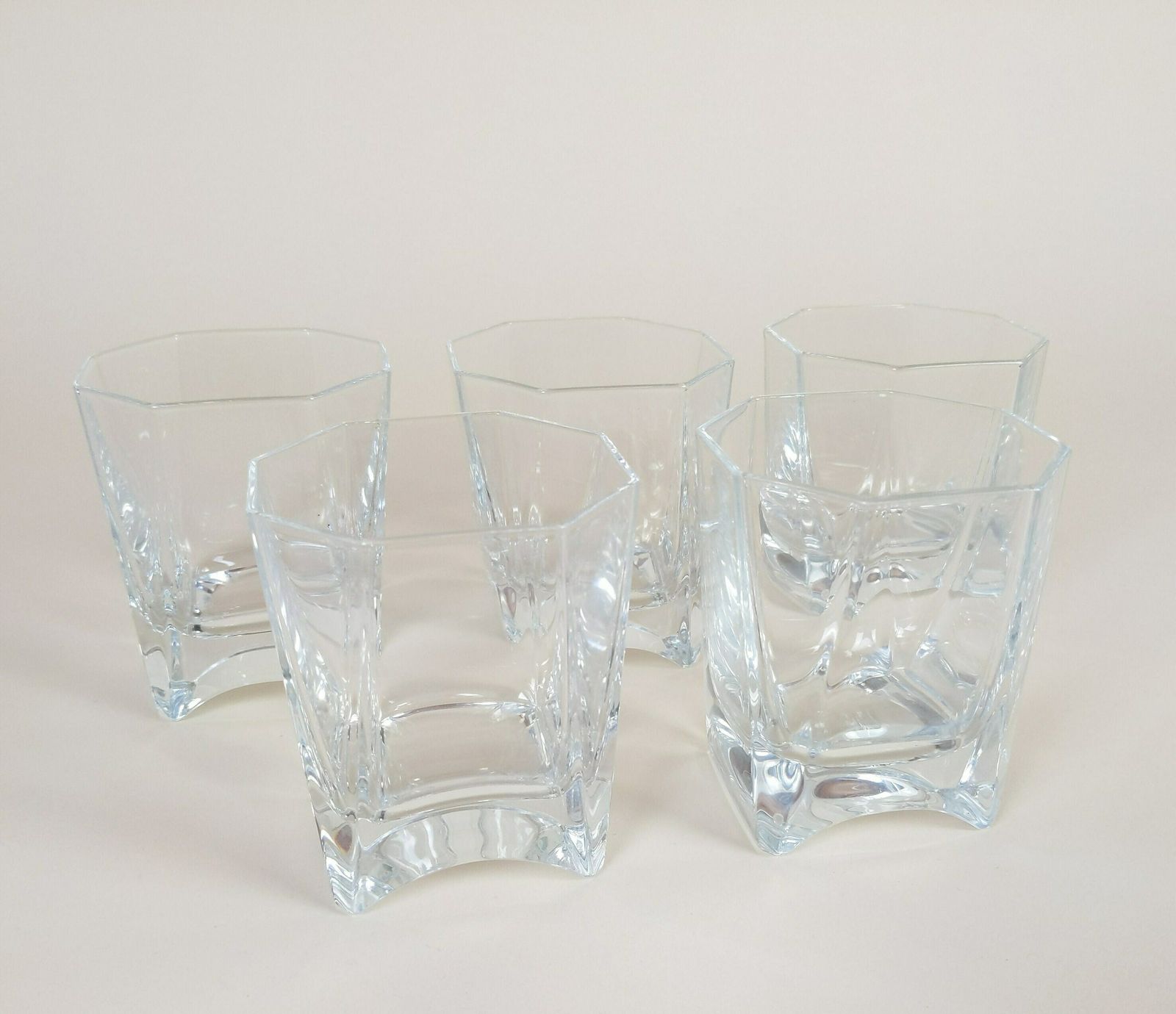 5 French Vintage Crystal Whisky Glasses By Louvois Cristallerie Royale De Champagne For Home Bar Barware