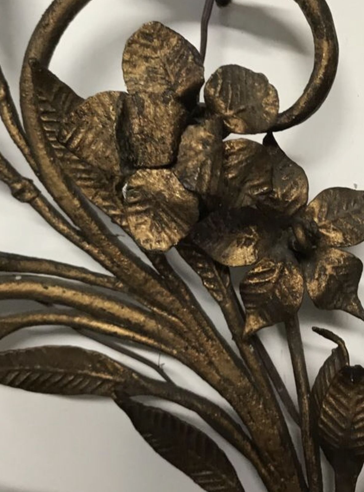 Large Antique Gold Gilded Iron Sconces Set Of 2 photo furniture