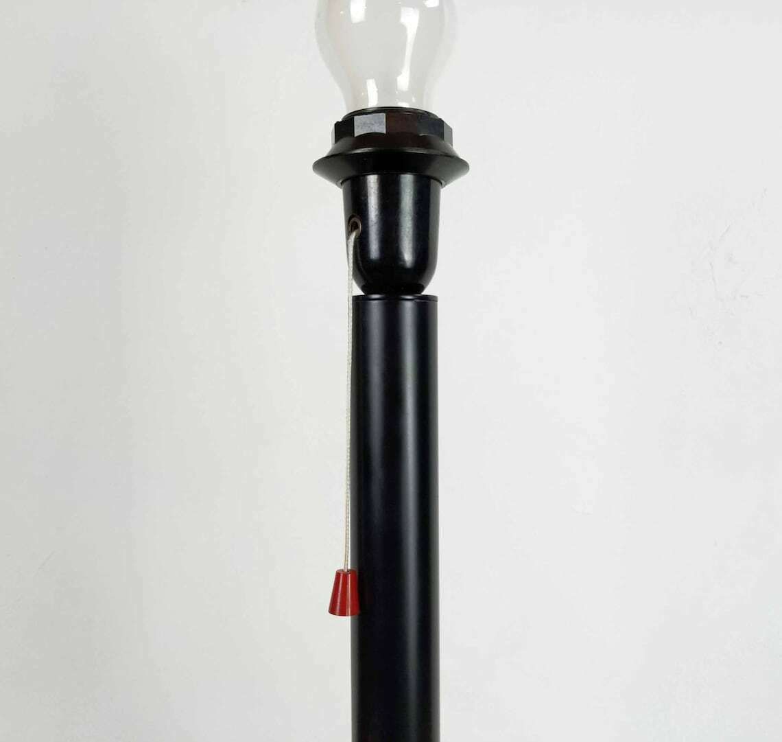 1980s Red And Black Candlestick Table Lamp photo vintage