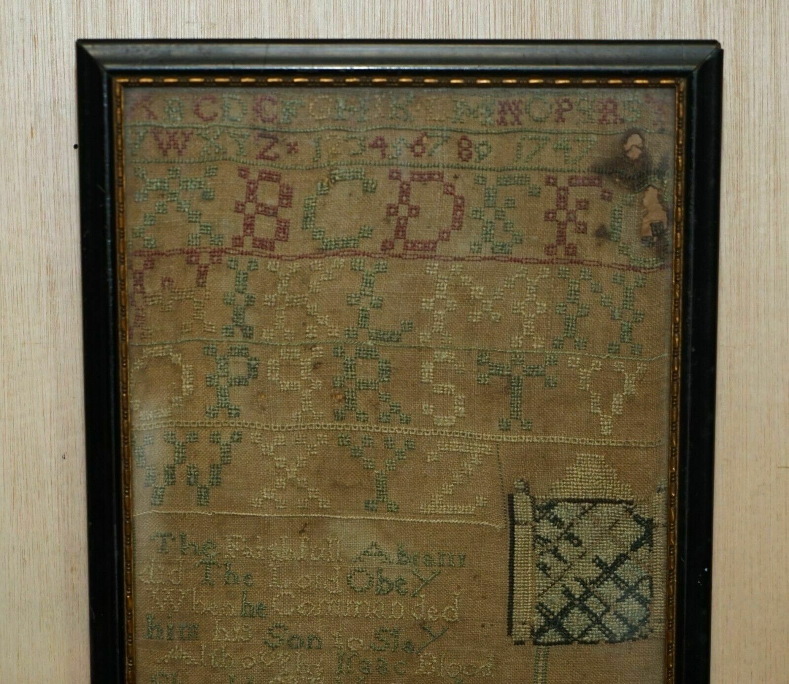 Antique 1747 Mary Campbell Of Scotland George II Needlework Sampler photo furniture