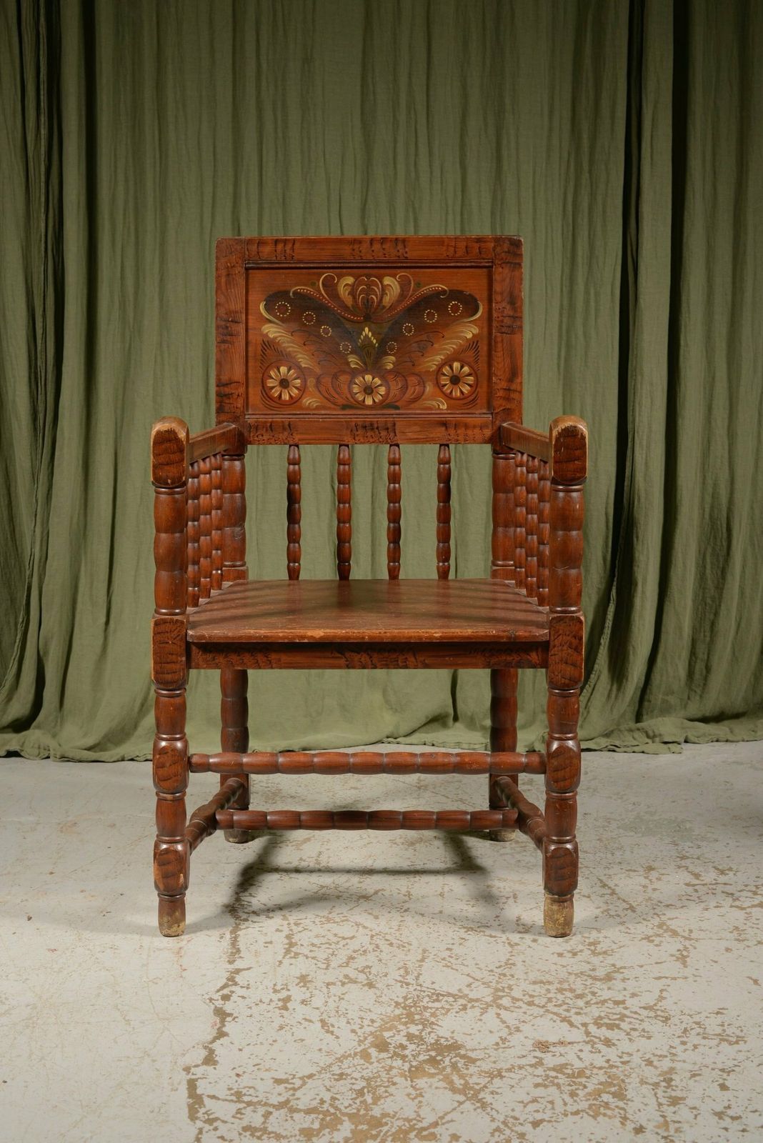 A Swedish Scumble Painted Pine Bobbin Armchair   C.1920 photo for sale