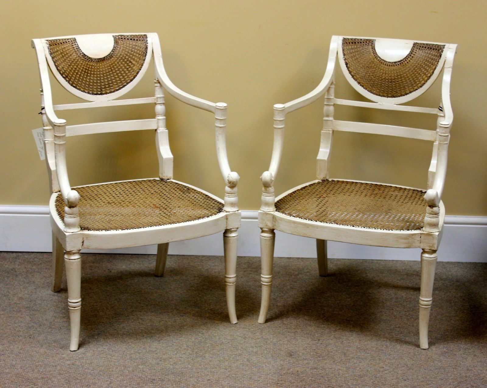 A Pair Of Regency Painted Bergere Chairs photo furniture