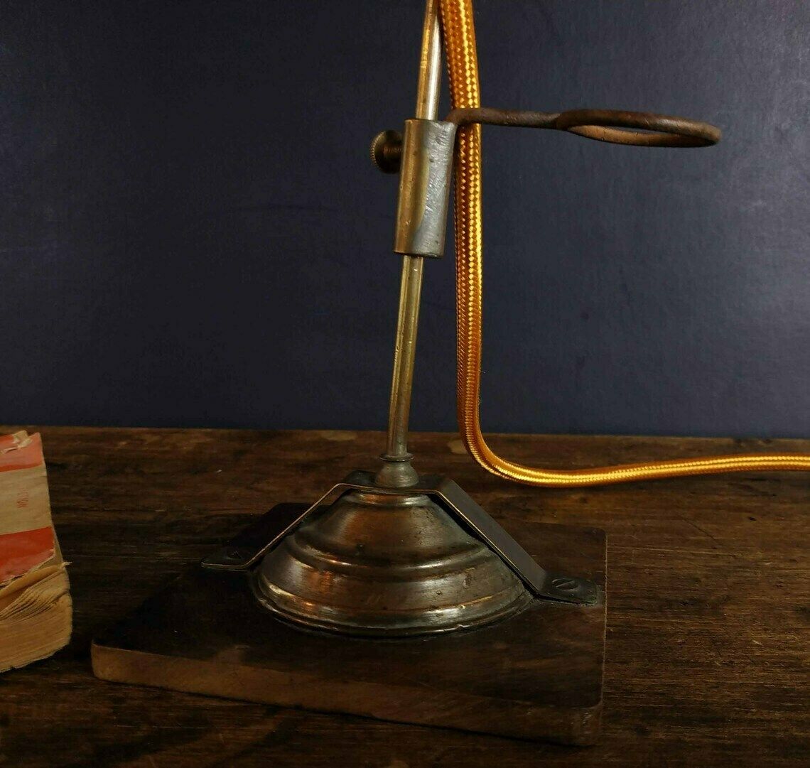 Antique Steam Punk Lamp, Antique Industrial Lamp, Antique Scratch Built Lamp, Antique Table Lamp, Antique Folk Art, Antique French Light photo vinterior