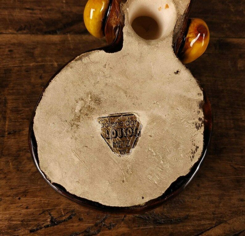 photo for sale 1920s Pottery Trinket Dish, Vintage French Coin Dish, Vintage Ring Dish, Vintage Ceramic Dish, French Earthenware Dish,Art Deco African Dish