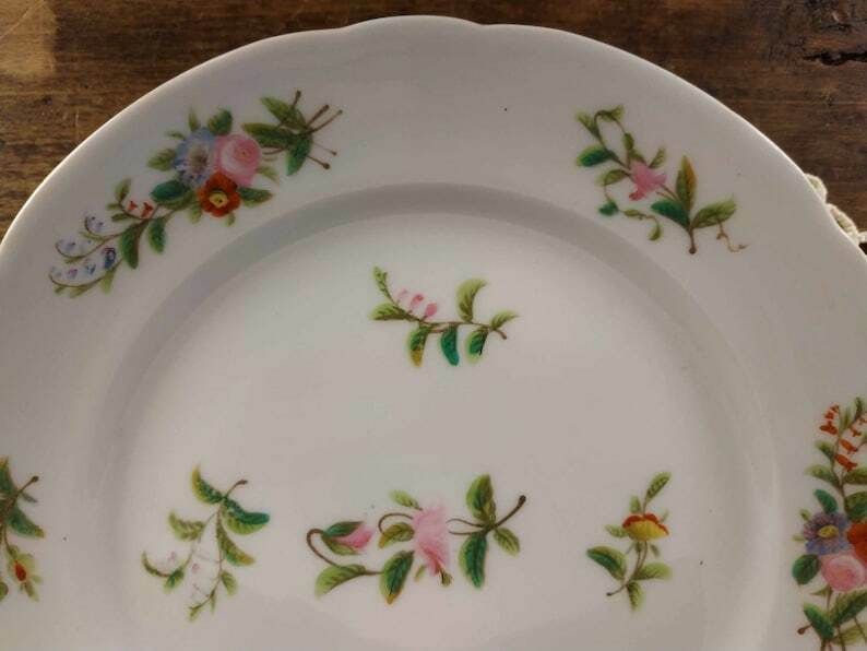 Antique French Cake Stand, Porcelain Compote Dish, Antique Hand Painted Flowers Porcelain Pedestal Dish, Ceramic Stand, Paris Hotel Decor photo Home Decor