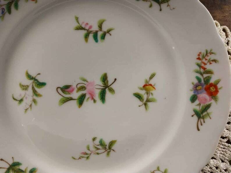 Antique French Cake Stand, Porcelain Compote Dish, Antique Hand Painted Flowers Porcelain Pedestal Dish, Ceramic Stand, Paris Hotel Decor photo 57.0