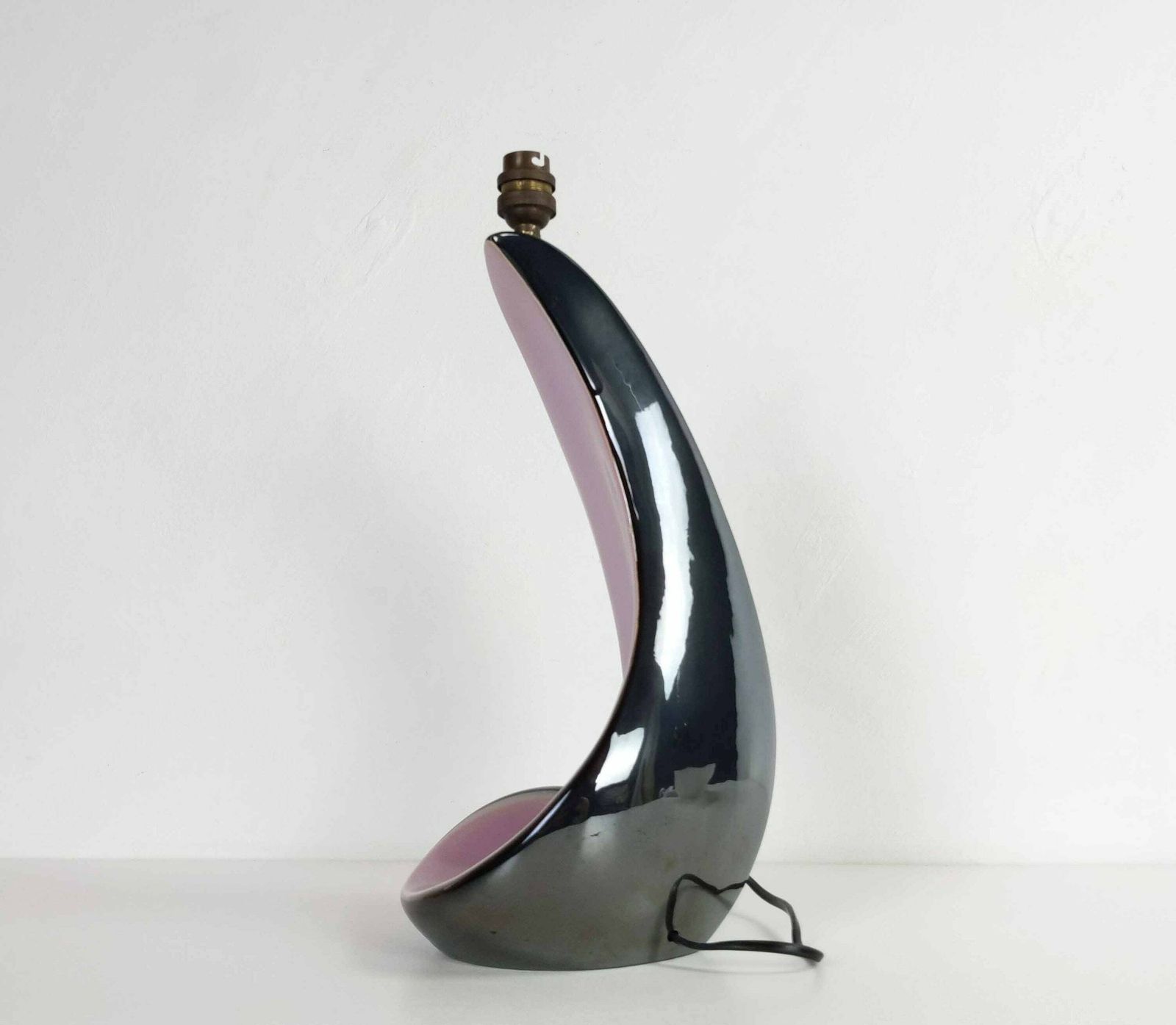 Pol Chambost (Attributed To) Mid Century French Sculptural Ceramic Table Lamp, Large 1950s Lamp, Original Mcm Lighting photo for sale