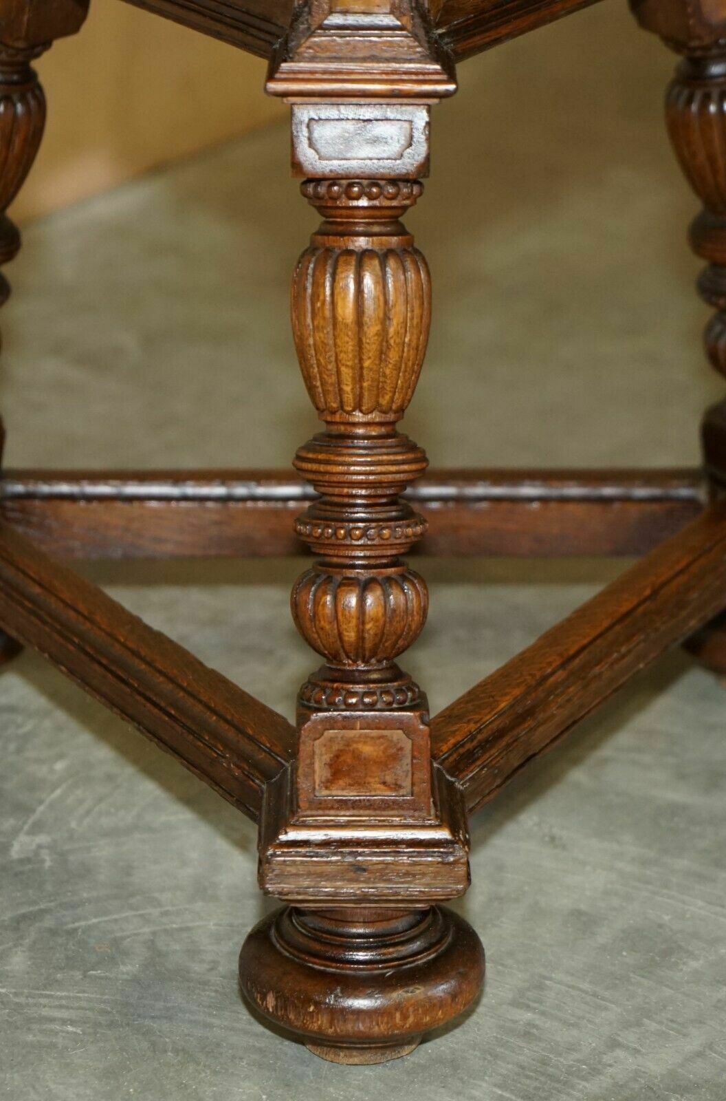 photo for sale Antique Victorian Aesthetic Movement Carved Oak Elm And Marble Occasional Table