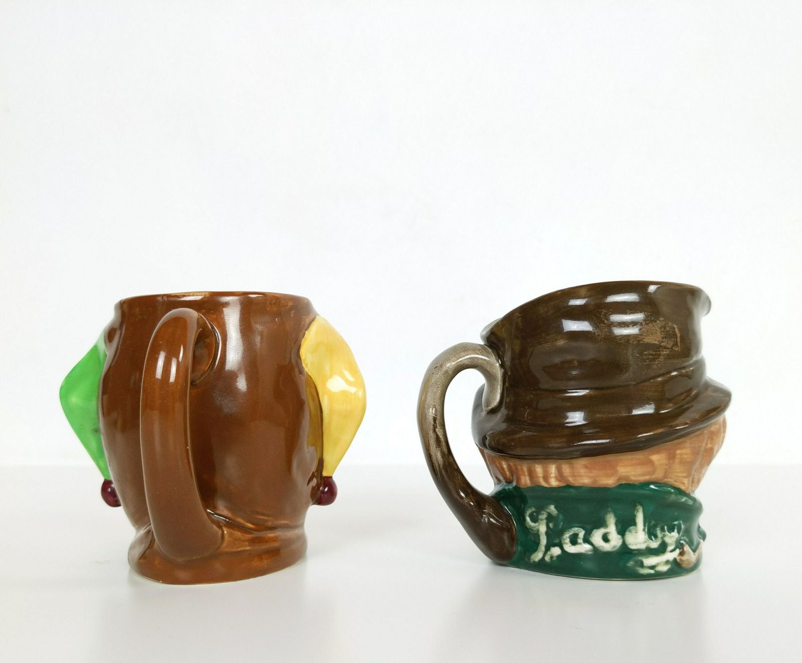 Pair Of British Royal Doulton Pottery Toby Character Jugs Of A Jester And Paddy Made In England With Vintage Makers Stamps photo Home Decor