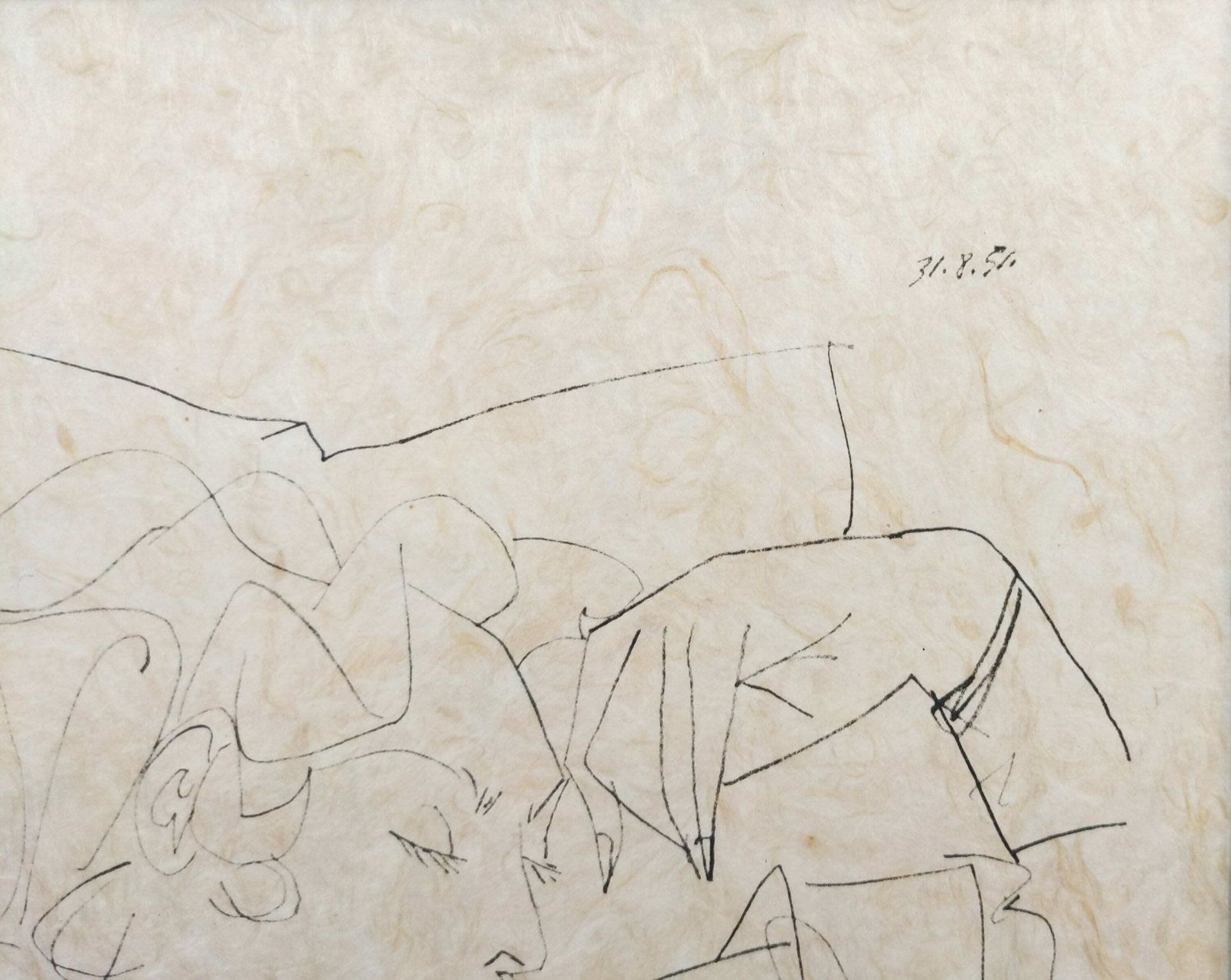 Ink On Paper Nude Woman Sketch Dated 1951 In The Manner Of Henri Matisse photo for sale