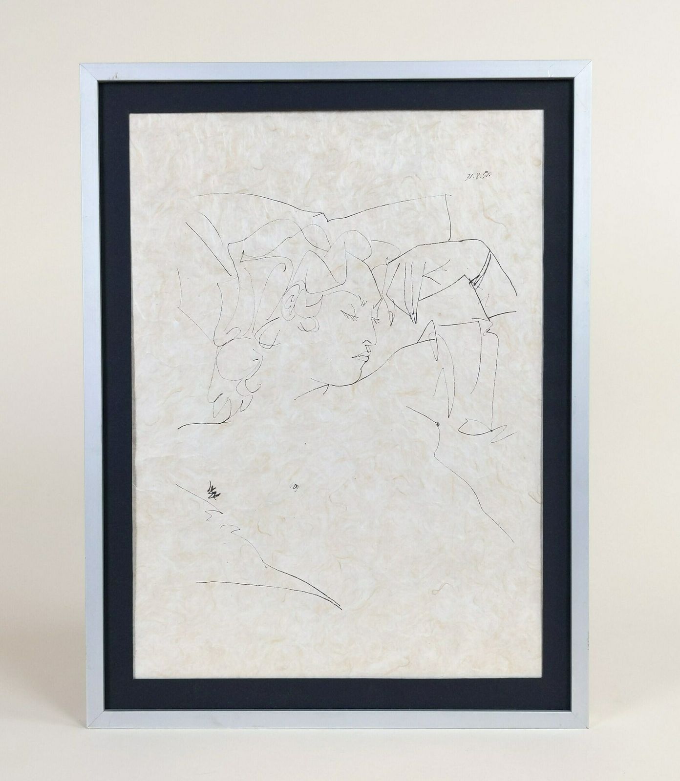 Ink On Paper Nude Woman Sketch Dated 1951 In The Manner Of Henri Matisse photo Art