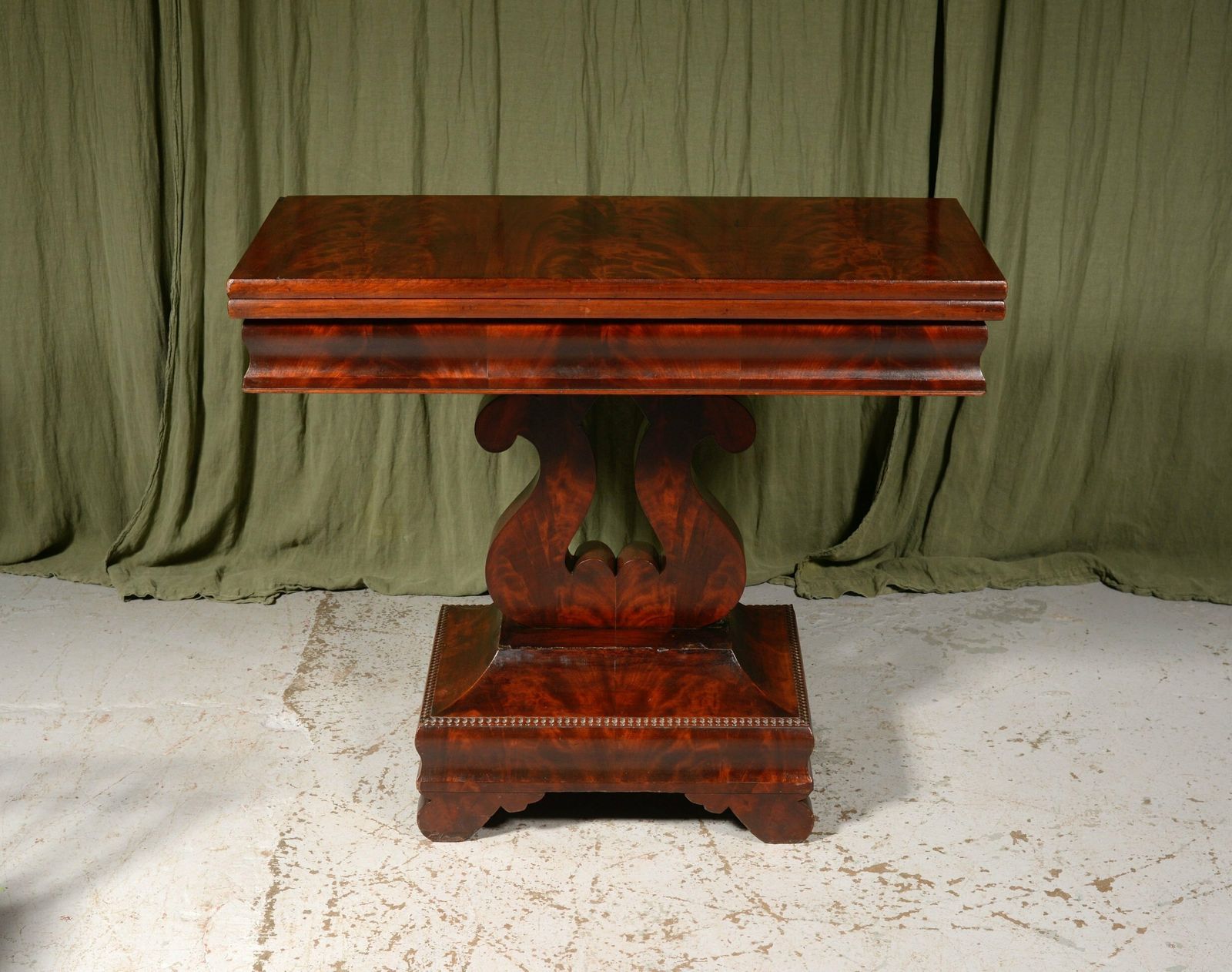 A Rare American Mahogany Folding Tea Table By J. Malburg, Philadelphia   C.1840