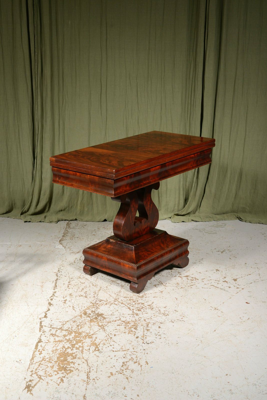 A Rare American Mahogany Folding Tea Table By J. Malburg, Philadelphia   C.1840 photo for sale