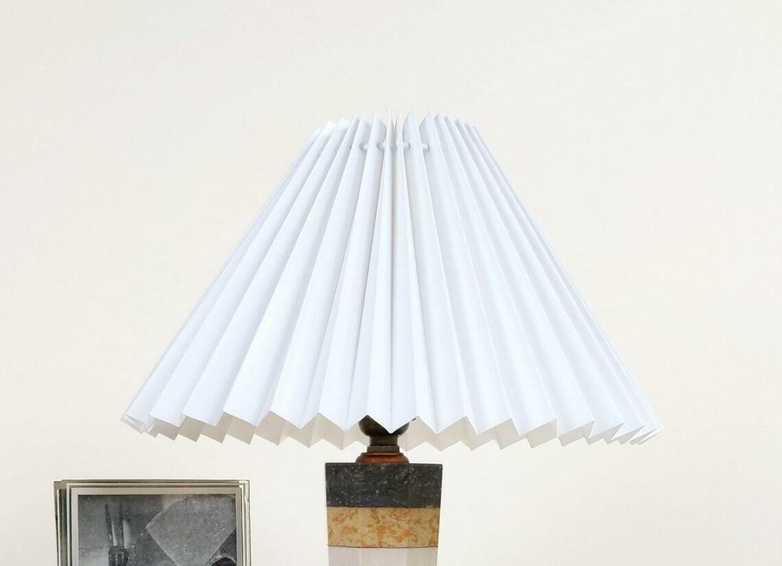 photo for sale Vintage French Art Deco Mixed Marble And Picture Photo Holder Table Lamp With White Pleated Lampshade