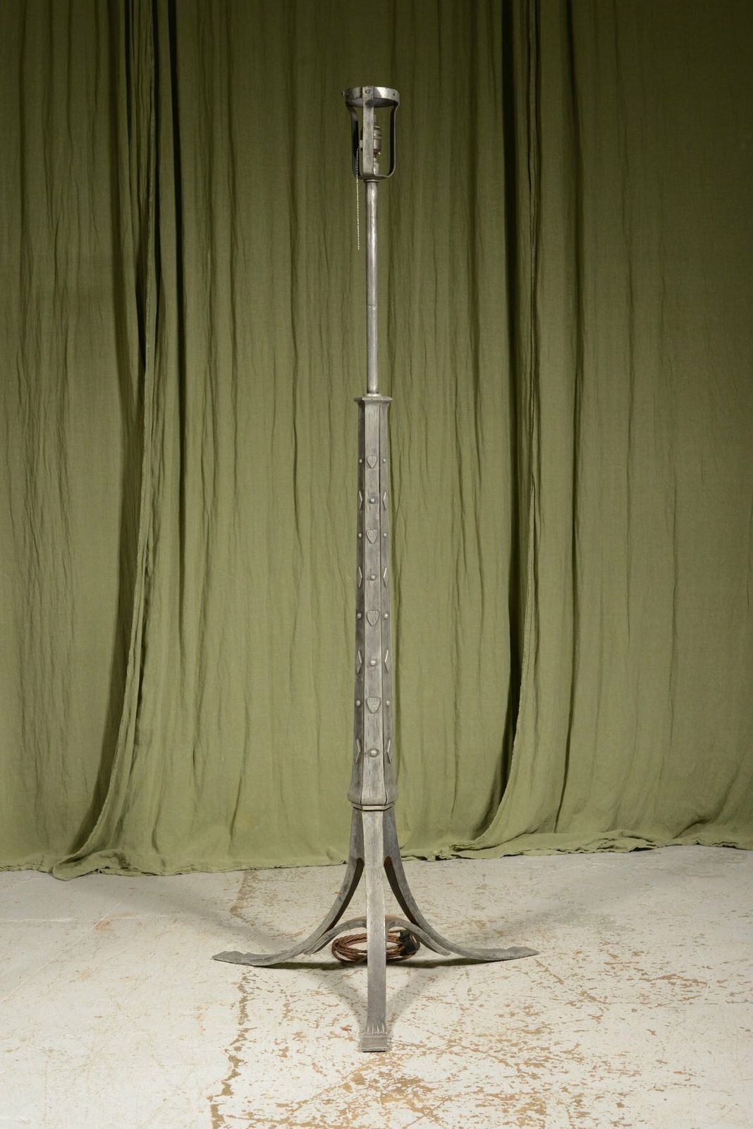 An Arts & Crafts Wrought Iron Standard Lamp In The Manner Of C.F.A. Voysey   C.1900