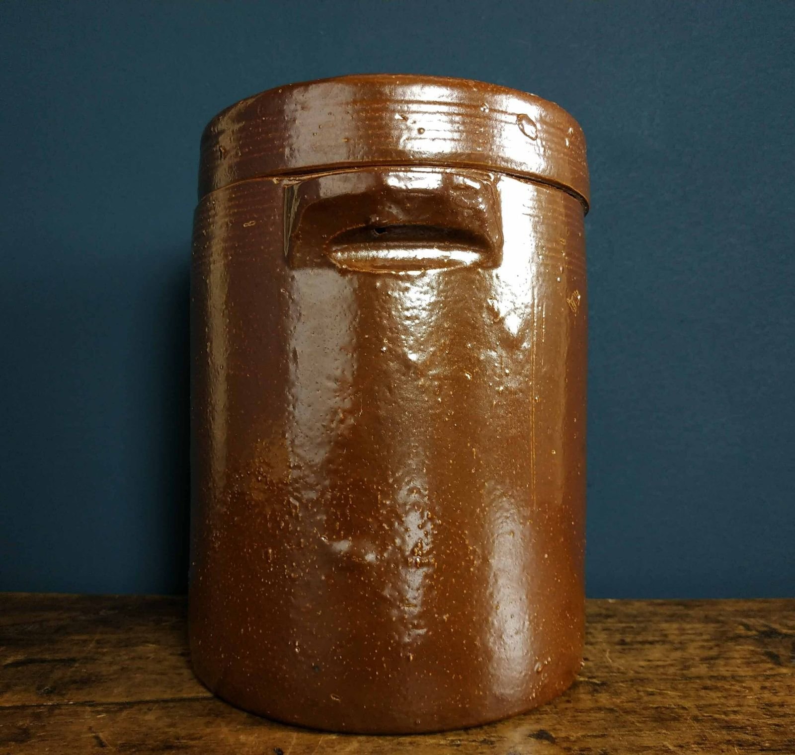 French Stoneware Pot, Lidded Stoneware Ceramic Confit Jar, French Country Kitchen Container, Pottery Crock Pot,Rustic French Farmhouse Decor photo Home Decor