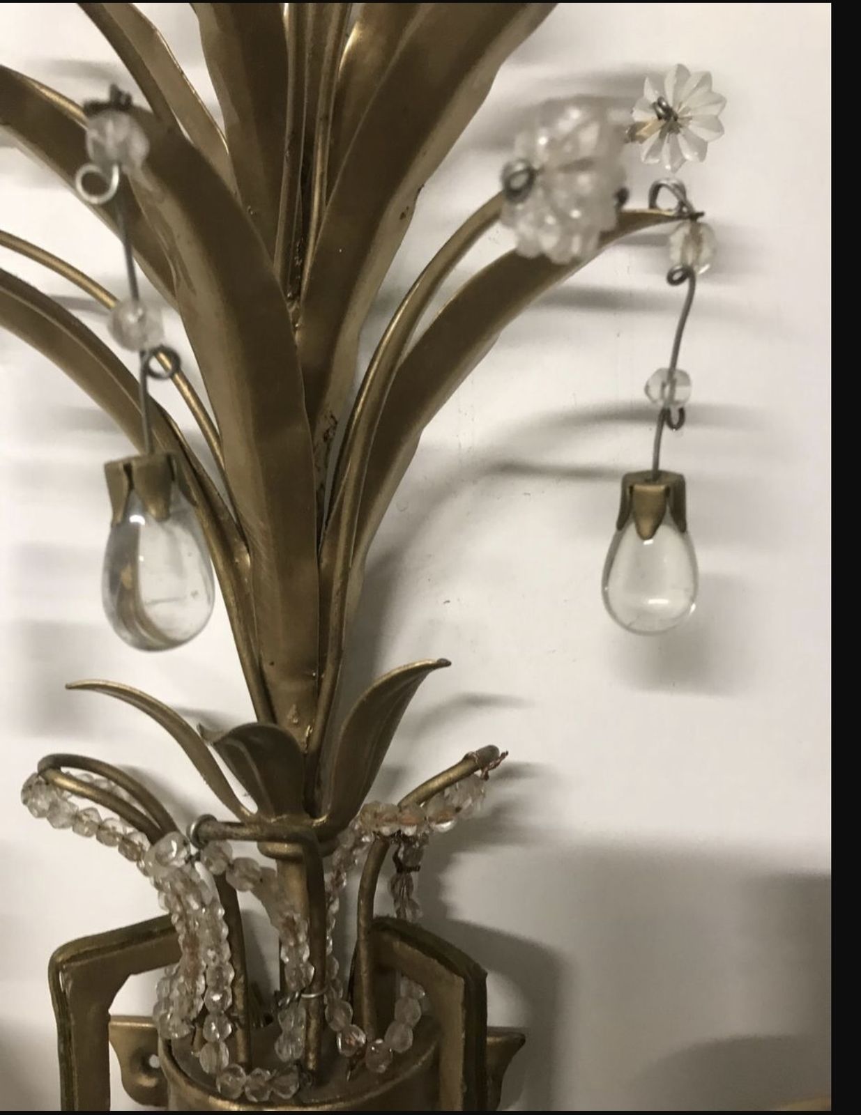 Antique Sconces With Murano Glass Drops  photo for sale