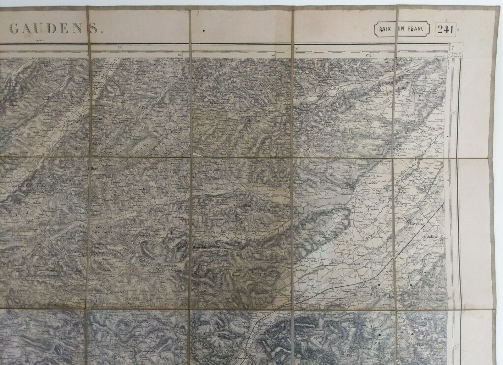 photo furniture Antique French 19th Century Military Map Of St Gaudens France, 1860s Lemercier Folding Map On Fabric For Collectors