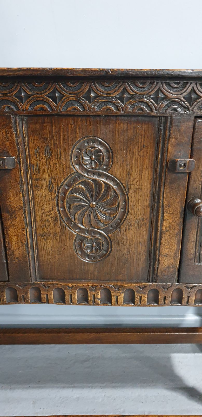 Furniture Carved Oak Sideboard Of Small Proportions photo