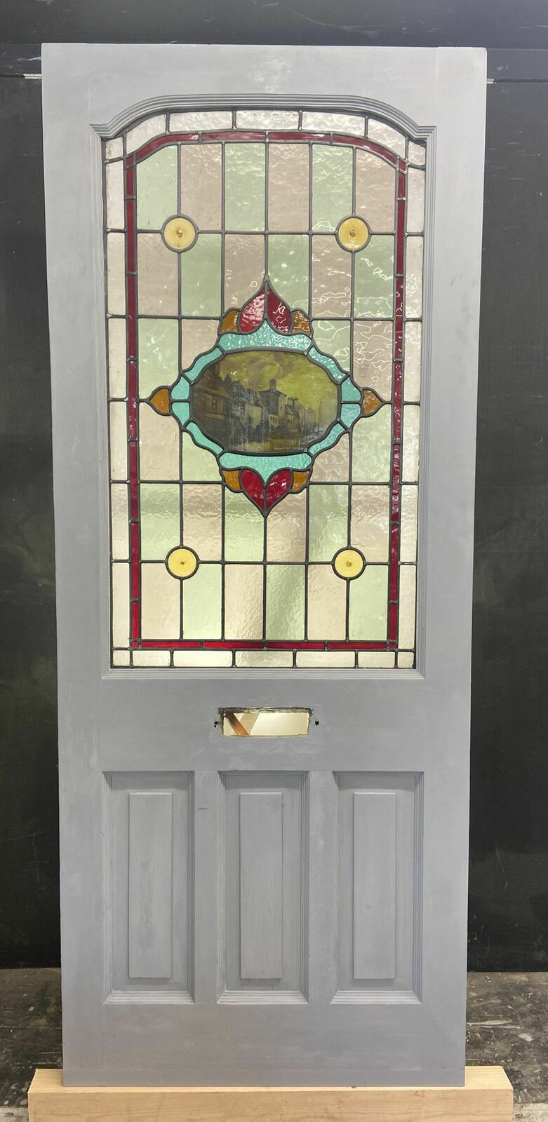 Unique Edwardian Front Door Period Stained Glass Old Reclaimed Antique Wood Lead