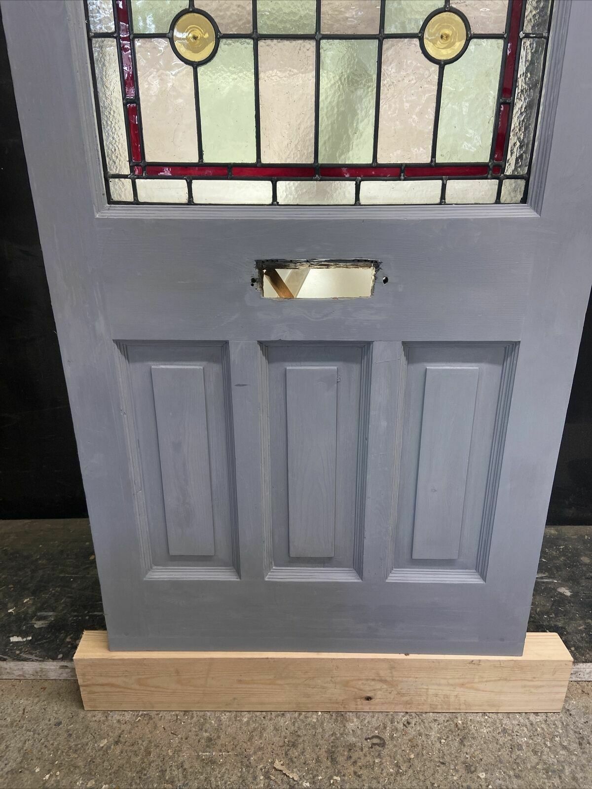 Unique Edwardian Front Door Period Stained Glass Old Reclaimed Antique Wood Lead photo 2655.0